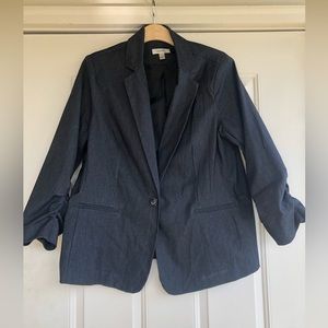 Dress Barn charcoal grey Blazer 2X Ruched Sleeve